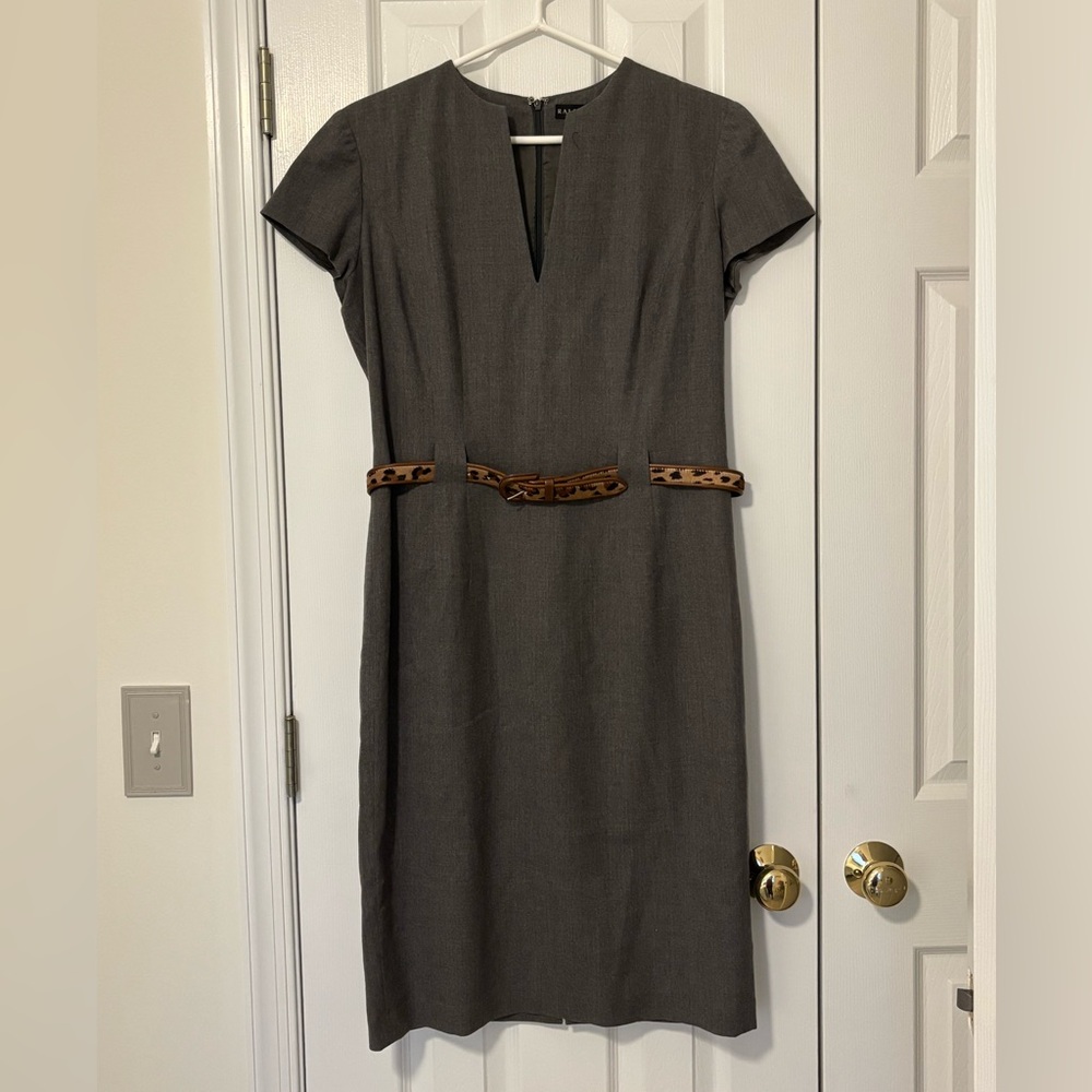 Ralph Lauren Charcoal Dress with Animal Print Belt